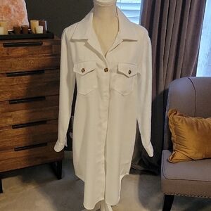 White Button-Up Shirt Dress